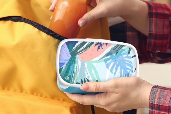 Lunch box Blauw - Lunch box - Boîte à pain - Été - Plante - Tropical - 18x12x6 cm - Enfants - Garçon
