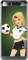 Geschikt voor Samsung Galaxy A80 hoesje - Een illustratie van een meisje met Duitse kleding en een voetbal - Meiden - Meisjes - Kinderen - Siliconen Telefoonhoesje