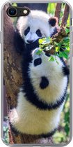 Geschikt voor iPhone 8 hoesje - Panda's - Boom - Natuur - Siliconen Telefoonhoesje