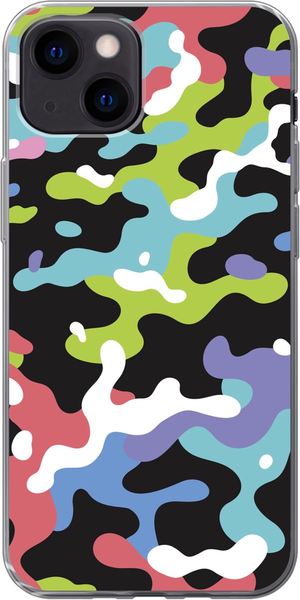 Telefoonhoesje Geschikt voor iPhone 13 mini hoesje - Kleurrijk camouflage patroon - Siliconen Telefoonhoesje Telefoonhoesje