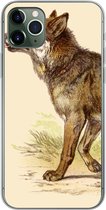 Geschikt voor iPhone 11 Pro Max hoesje - Wolf - Roofdier - Planten - Siliconen Telefoonhoesje