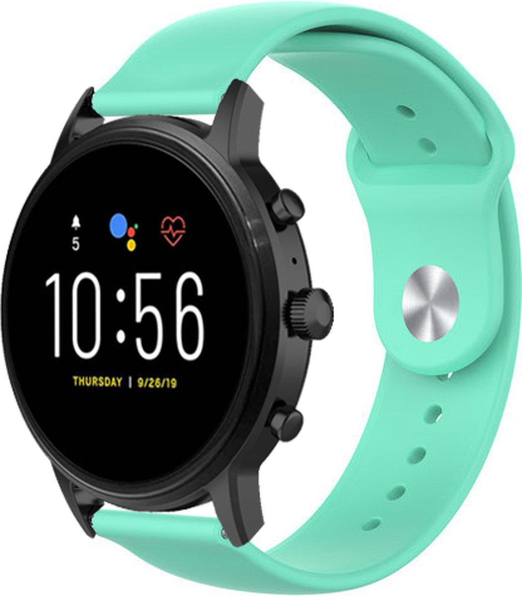 Strap-it Siliconen sport bandje - geschikt voor Fossil Gen 5 / Gen 5e 44mm / Gen 6 44mm - aqua