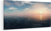 Artaza Glasschilderij - Zee Water Tijdens Zonsondergang - 80x40 - Plexiglas Schilderij - Foto op Glas