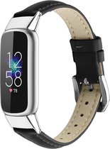 Leer Smartwatch bandje - Geschikt voor Fitbit Luxe leren bandje - zwart - Strap-it Horlogeband / Polsband / Armband - Maat: Maat L