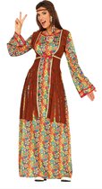 Guirca - Hippie Kostuum - Lucy In The Sky Hippie - Vrouw - bruin,multicolor - Maat 42-44 - Carnavalskleding - Verkleedkleding