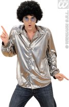 Zilverkleurige disco blouse voor mannen - Verkleedkleding