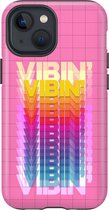 Apple iPhone 13 Mini Telefoonhoesje - Extra Stevig Hoesje - 2 lagen bescherming - Met Quote - Vibin - Roze