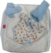 babypopkleding Andrea meisjes textiel/wol blauw/wit