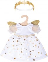 babypoppenkleding engelenjurk 20-25 cm wit/goud 2-delig