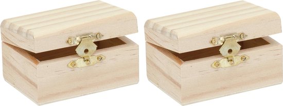2x petite boite en bois rectangle 8 x 5,5 x 4,5 cm - Mini boites Hobby et  loisirs créatifs