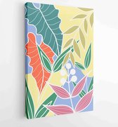 Canvas schilderij - Summer tropical wall arts vector. Palm leaves, coconut leaf, monstera leaf, line arts 1 -    – 1922510723 - 80*60 Vertical