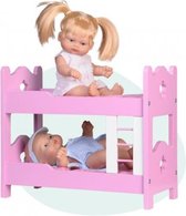 babypoppen Mini Baby met houten stapelbed 28 cm roze