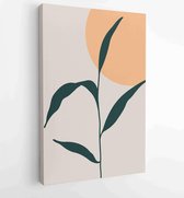 Canvas schilderij - Botanical wall art vector set. Earth tone boho foliage line art drawing with abstract shape. 4 -    – 1881805144 - 50*40 Vertical