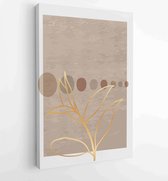 Canvas schilderij - Botanical and golden line wall art vector set. Earth tone boho foliage line art drawing with abstract shape. 3 -    – 1827852725 - 80*60 Vertical