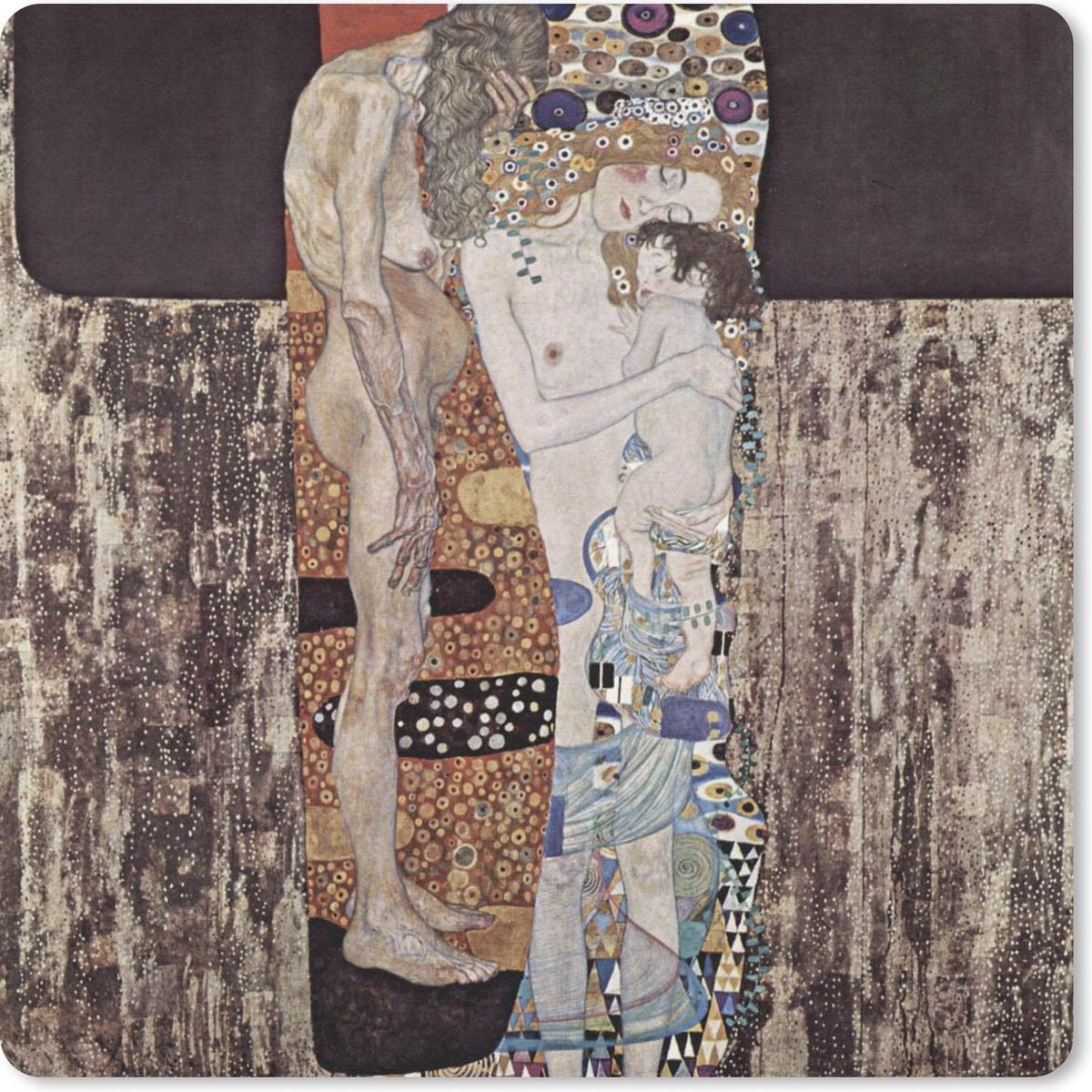 Muismat 30x30 cm - Mousepad De drie levensfasen van de vrouw - Gustav Klimt - Muismatten