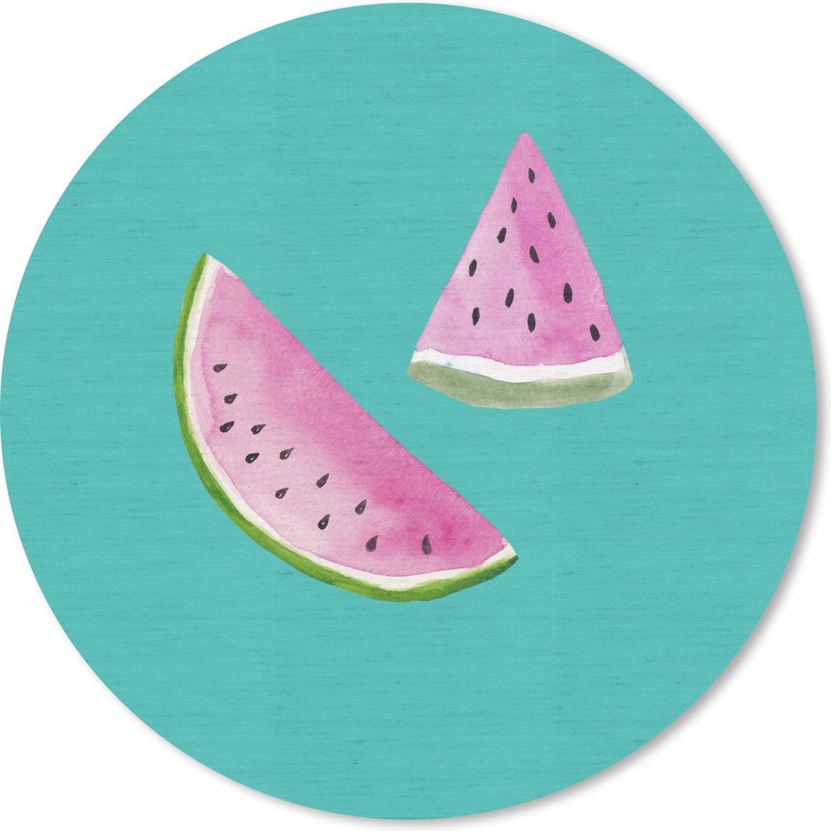 Muismat rond 50x50 cm - Mousepad Watermeloen - Fruit - Aquarel - Blauw - Ronde muismatten