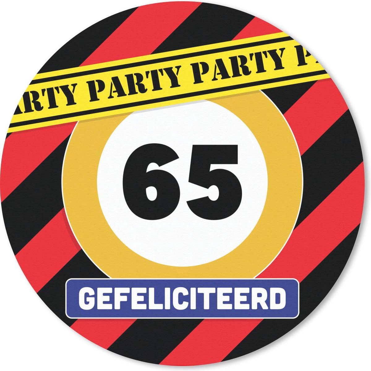 Muismat rond 50x50 cm - Mousepad Jubileum - Feest - 65 Jaar - Ronde muismatten