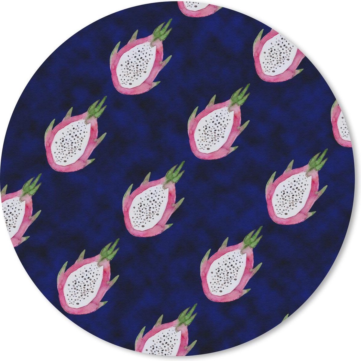 Muismat rond 50x50 cm - Mousepad Drakenfruit - Fruit - Tropisch - Ronde muismatten