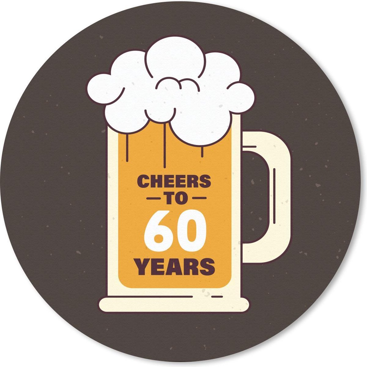 Muismat rond 50x50 cm - Mousepad Feest - Jubileum - 60 Jaar - Bier - Ronde muismatten