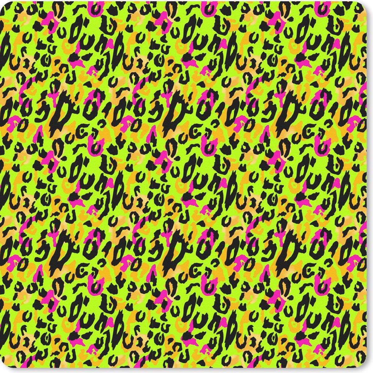 Muismat 30x30 cm - Mousepad Panterprint - Neon - Geel - Roze - Muismatten