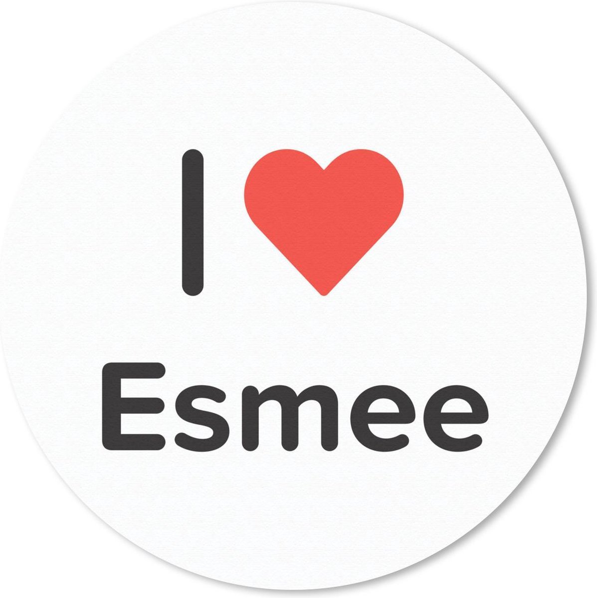 Muismat rond 30x30 cm - Mousepad I love - Esmee - Meisje - Ronde muismatten
