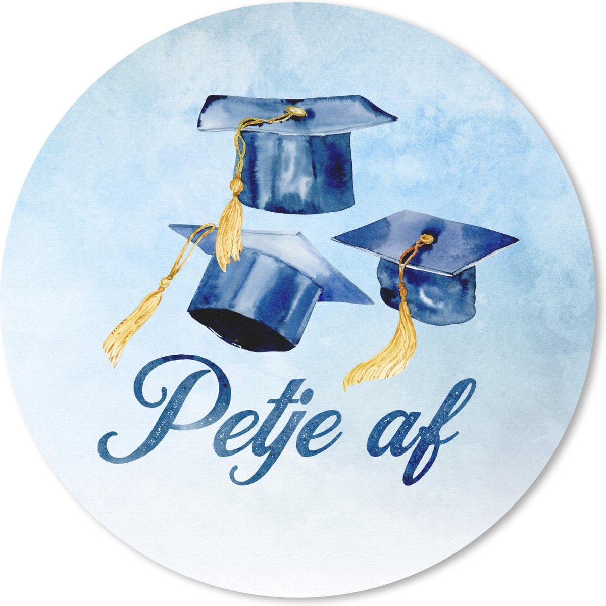 Muismat rond 20x20 cm - Mousepad Afstuderen - Quotes - 'Petje af' - Spreuken - Ronde muismatten