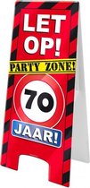 waarschuwingsbord 70 jaar 58 x 26 cm karton rood