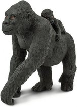 laagland-gorilla met baby junior 10 cm rubber zwart