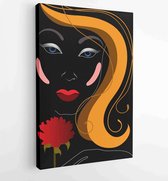 Canvas schilderij - Woman with flower -  Productnummer 79142914 - 115*75 Vertical