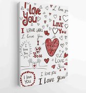 Canvas schilderij - I love you, handwritten sketches -  Productnummer 519209383 - 40-30 Vertical