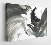 Canvas schilderij - Abstract ink background. Marble style. Black and white paint stroke texture. Macro paste macro image. Wallpaper for web and game design. Drywall mud art. Plaste