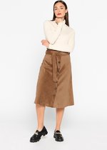 LOLALIZA Midi rok van corduroy - Camel - Maat 44