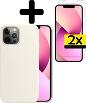 iPhone 13 Pro Max Hoesje Case Siliconen Met 2x - iPhone 13 Pro Max Case Hoesje Hoes Met 2x - Wit