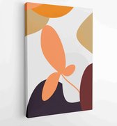 Canvas schilderij - Earth tone boho foliage line art drawing with abstract shape. Abstract Plant Art design for print, cover, wallpaper, Minimal and natural wall art. 4 -    – 1839