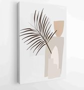 Canvas schilderij - Earth tone boho foliage line art drawing with abstract shape. Abstract Plant Art design for print, cover, wallpaper, Minimal and natural wall art. 2 -    – 1842