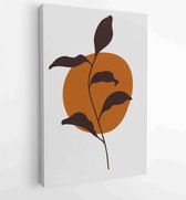 Canvas schilderij - Earth tone boho foliage line art drawing with abstract shape. Abstract Plant Art design for print, cover, wallpaper, Minimal and natural wall art. 2 -    – 1843