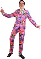 PartyXplosion - Jaren 80 & 90 Kostuum - Disco Dansvloer Dwaas - Man - roze - Maat 60 - Carnavalskleding - Verkleedkleding