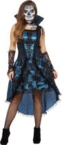 Wilbers & Wilbers - Middeleeuwen & Renaissance Kostuum - Venetiaanse Gravin Grimaldi - Vrouw - Blauw - Maat 46-48 - Halloween - Verkleedkleding