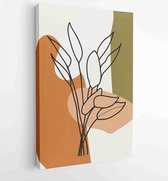 Canvas schilderij - Foliage line art drawing with abstract shape. Abstract Plant Art design for print, cover, wallpaper, Minimal and natural wall art. 3 -    – 1821354560 - 50*40 V