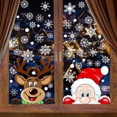 FLOOQ - Kerst Versiering - Raam Stickers - Decoratie - Sneeuwvlokken - Kerstman - Rendier - Kerst Stickers - Herbuikbaar - 3 Vellen