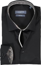 Ledub overhemd modern fit overhemd - zwart (grijs dessin contrast) - Strijkvrij - Boordmaat: 45