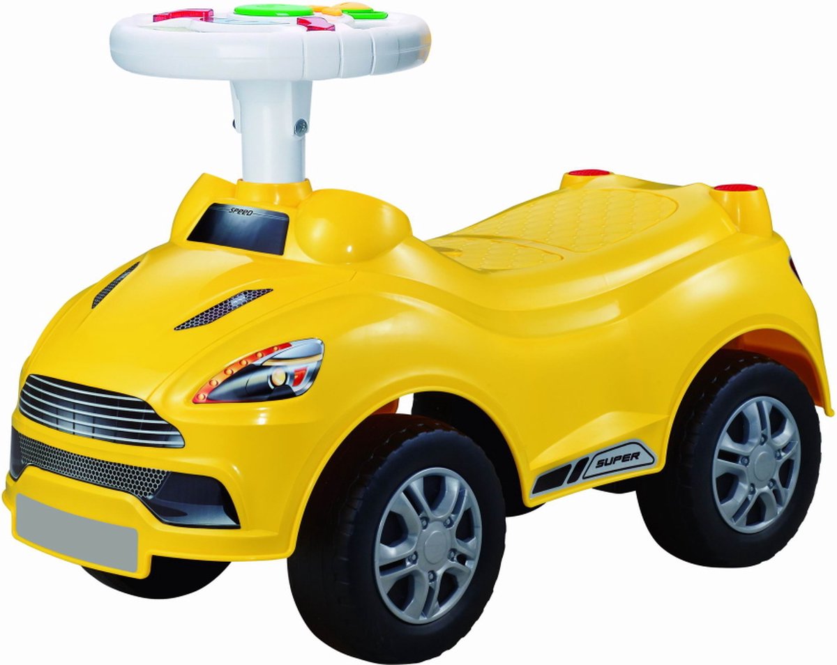 Eco Toys Sports Loopauto - Geel - met muziek - ECOTOYS