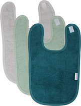 MamaLoes Badstof Grey/Stone Green/Dark Blue 3 Stuks Slabber ML7194