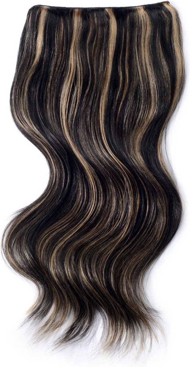 Remy Human Hair extensions Double Weft straight 20 - zwart / blond 1B/27#