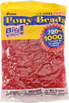 Pony beads 9 mm. 1000 pcs. transparent red