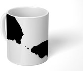 Mok - Samoa tekening zwarte kaart met vlag - 350 ML - Beker