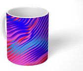 Mok - Optische illusie neonkleurige golven - 350 ML - Beker