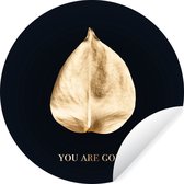 Feuille d'or avec la citation - Vous êtes or - ⌀ 120 cm - peinture ronde - cercle de papier peint - cercle mural - cercle vivant - autocollant & découpe ronde