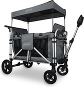 FUXTEC Opvouwbare XL Familie Bolderkar FX-CTXL900 Grijs met Dak – Met Verhoogde Kinderzitjes, Comfort Duwbeugel & 5-punts Gordel – Ruime Bolderkar voor Gezinnen, Strand & Camping