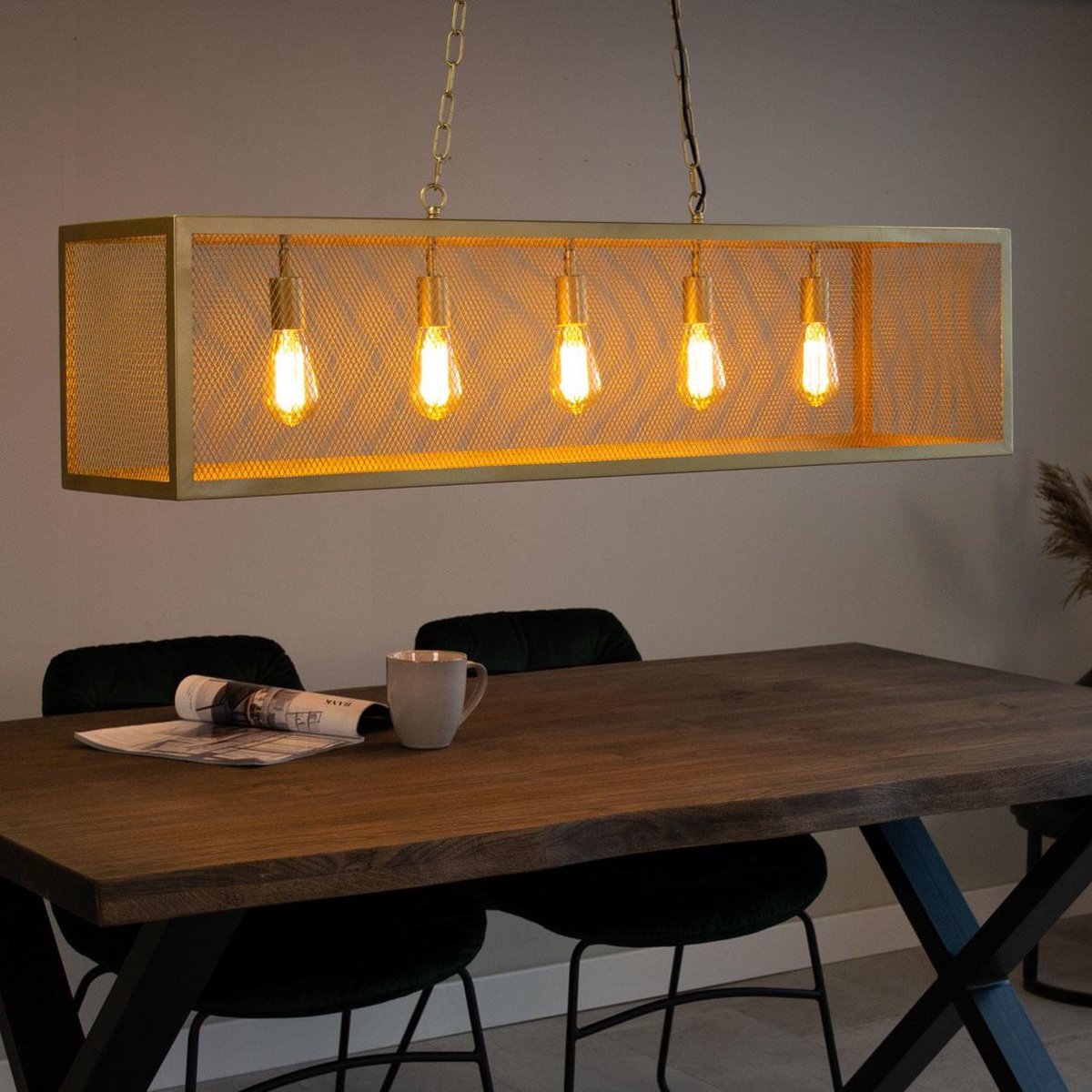 Dimehouse Industrieel Hanglamp Aiden - 5-lichts - Goud